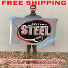 Chicago Steel Flag Banner 3X5 ft USHL US Hockey League Fan Home Decor 2026