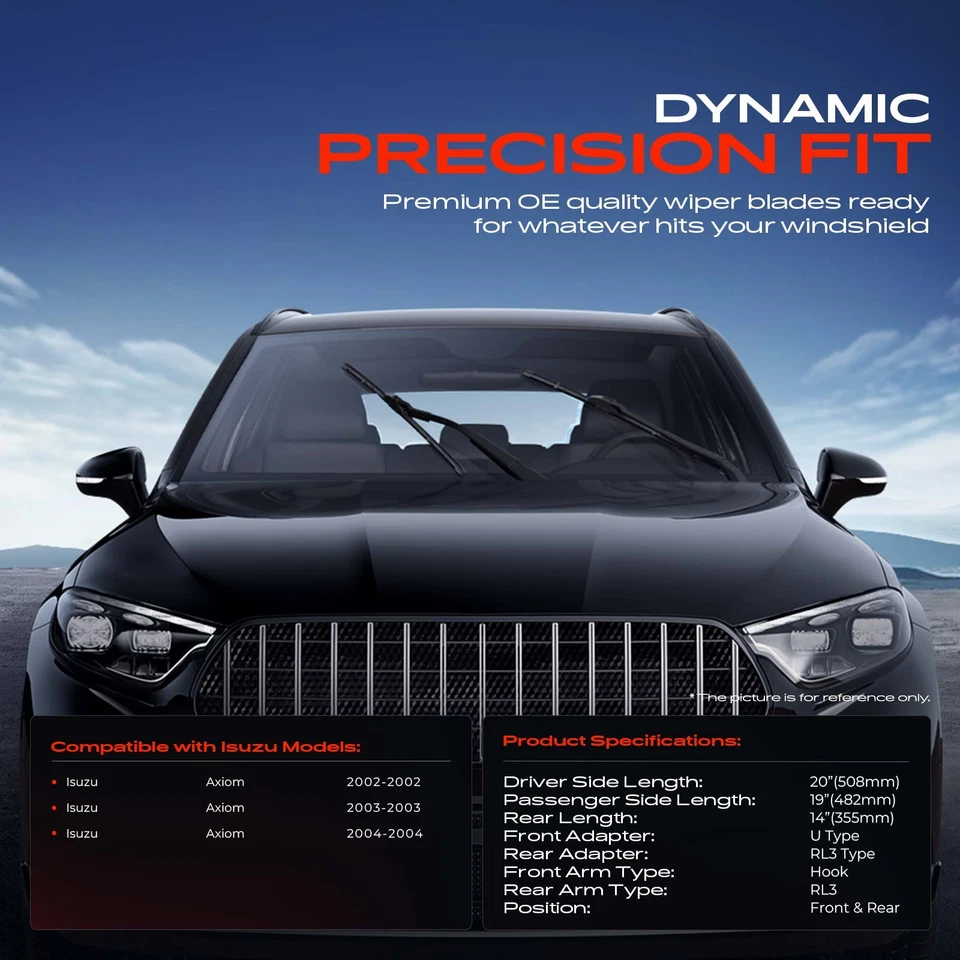 Limpiaparabrisas de 20"" y 19"" y 14"" para Isuzu Axiom 2002 2003 2004 3 piezas Foto 2 de 4