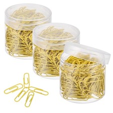 Paper Clips 1.1 Inch Vinyl Coated with Box for Office Home Yellow Count 600