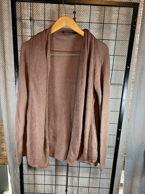 Peruvian Connection Sz Small Brown Pima Cotton Open Front Cardigan Sweater Shawl