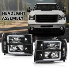 Headlights Headlamps Leftright 2007-2013 Gmc Sierra 1500 2500hd 3500hd Crystal