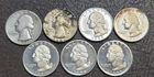 Lot of 7 Silver Washington Quarters - 90% Silver - FREE SHIPPING!
