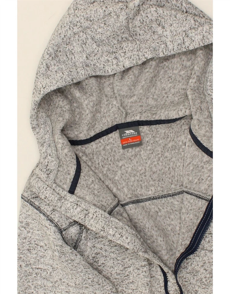 TRESPASS Mujer Cremallera Sudadera con Capucha Suéter Reino Unido 14 Grande Gris Manchado Poliéster QX13 Foto 3 de 3