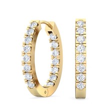 14k yellow gold hinged huggie hoop earrings 0.50 ctw lab grown round diamonds