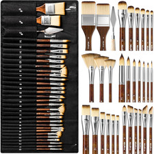30Pcs Paint Brush Set, Professional Paintbrushes with Paint Spatula and Cloth Ro