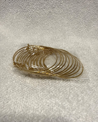 Expandable Wire Bangle Charm Bracelet Gold Plated Adjustable 8'' (Set of 10)