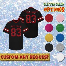 Custom Glitter Football Jersey, Personalized Sequin Stitched Jersey