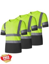 Ubon Men's 3-Pack Hi Vis Short Sleeve Reflective Work Shirt