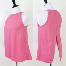 Topshop US 4 Milo Split Back Sleeveless Top Textured Pink