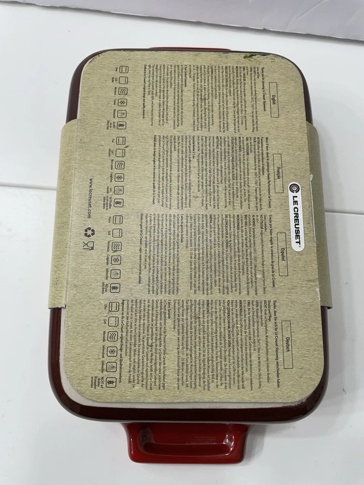 Plato para hornear cerámica rectangular Le Creuset 7"x5" (19 cm) AZUL NUEVO con etiqueta Foto 4 de 4