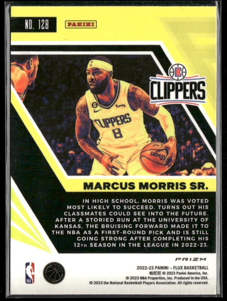 2022-23 Panini Flux Marcus Morris Sr. Silver Mojo #128 Los Angeles Clippers - Image 2 of 2