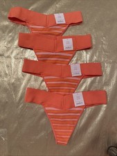 NWT 4 Pack Auden Stretchy Seamless Thong Panties Orange Stripe Size XSmall