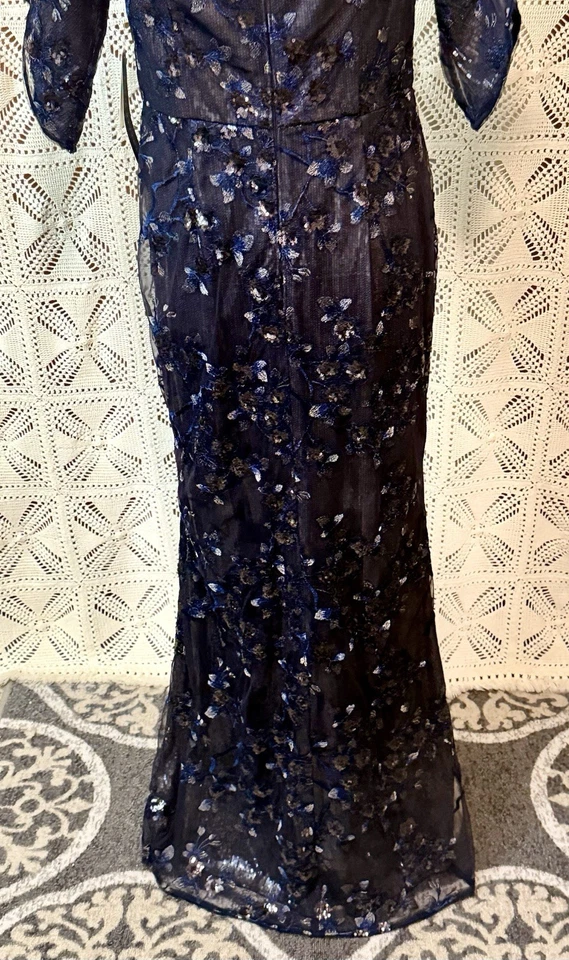 Aidan Mattox Blue Sequin Gown  - Image 4 of 4