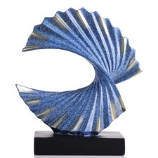 Blue Gold Wave Sculpture, Modern Ocean Wave Home Accents, Resin Art Statue fo...