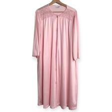 Vintage Vanity Fair Lace Trimmed Embroidered Nightgown Housecoat Robe Women's L