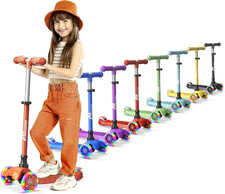 Mini 3-Wheel Kids Scooter with Multi-Color Wheel Lights 4-Height Adjustable Ha