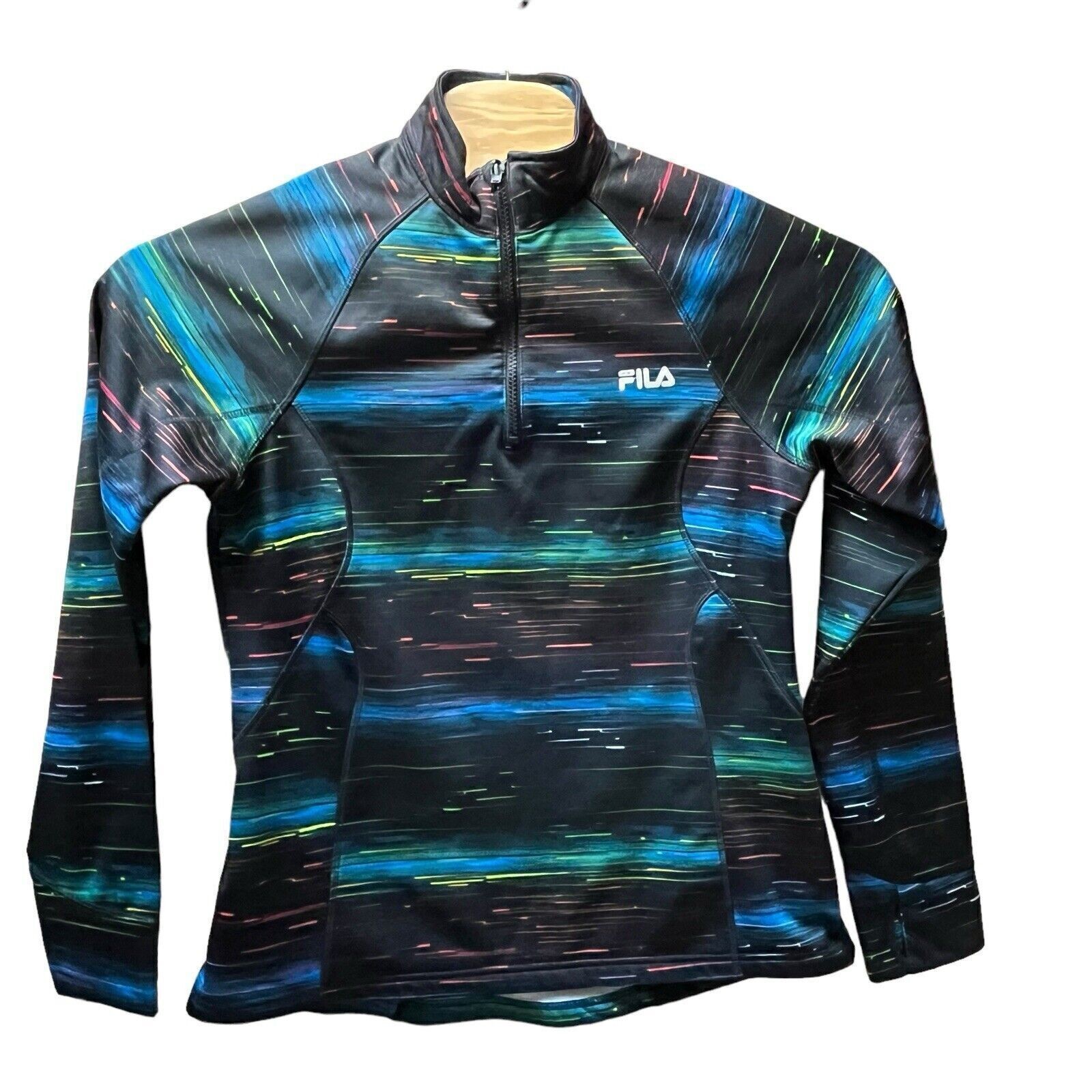 Pullover Fila Sport 1 4 Sip donna grande atletico arcobaleno nero giacca corsa