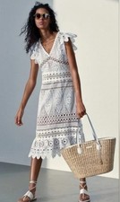 NWOT Michael Kors white lace quipure midi dress size M