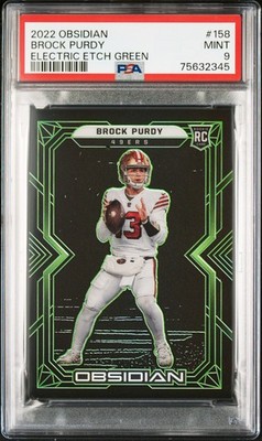 2022 PANINI OBSIDIAN ELECTRIC ETCH GREEN #158 BROCK PURDY 36/50 PSA 9