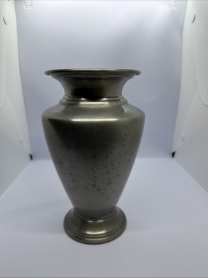 Restoration Hardware vase made of pewter with a silver color