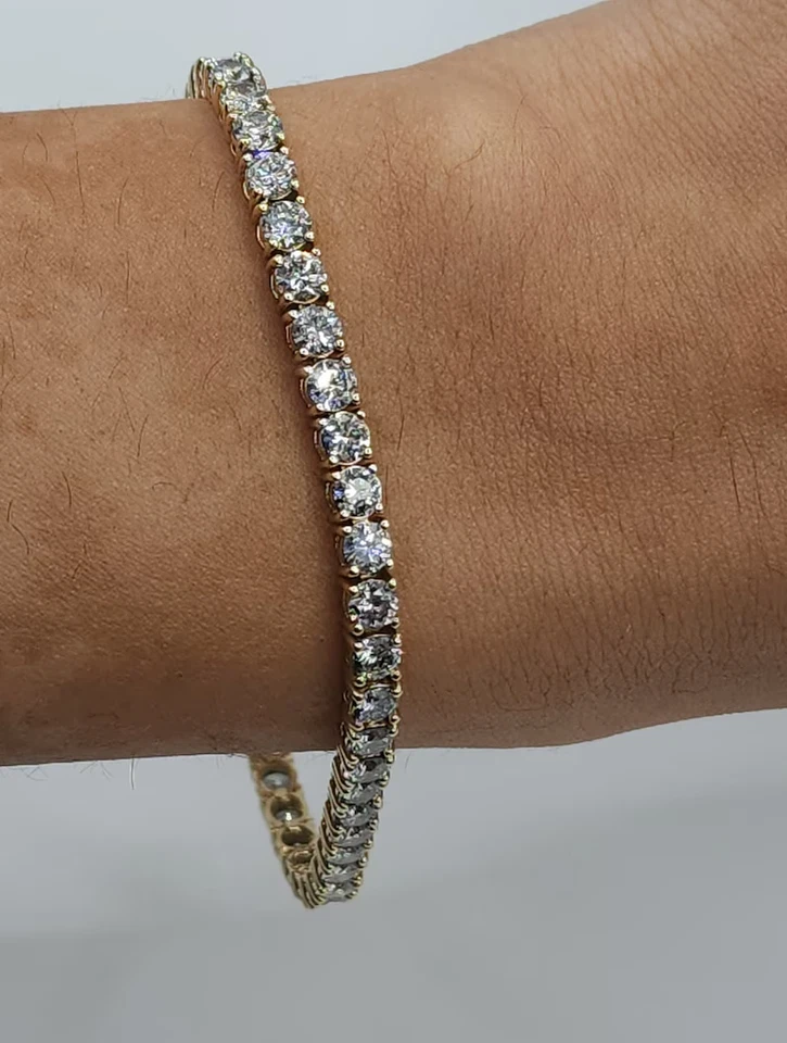 5 Ct F/VS Round Lab Grown Diamond Tennis Bracelet 14K Yellow Gold Over 7" - Image 2 of 3