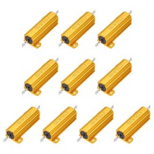 10pcs 50W 3 Ohm 5% Aluminum Housing Case Resistor, Wirewound Resistors Gold