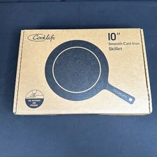 10 Inch Lightweight Pre-Seasoned Cast Iron Skillets with Handle Cover - Smoot...