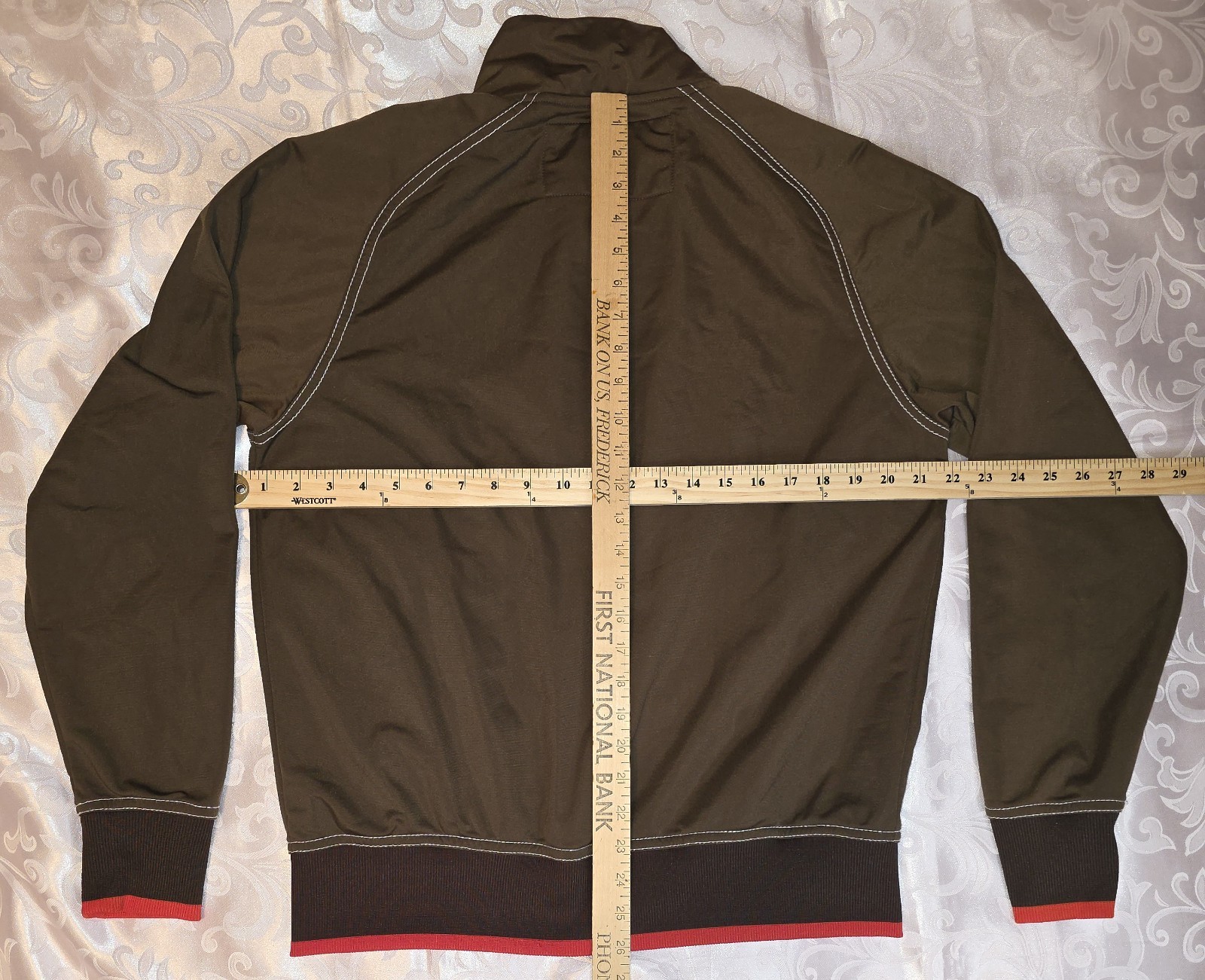 American Eagle Varsity Jacket Medium Brown Zip Up… - image 6