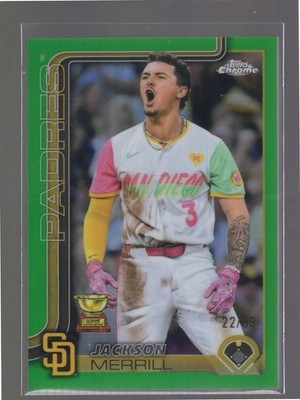Jackson Merrill 2025 Topps Chrome Baseball Green Refractor 22/99
