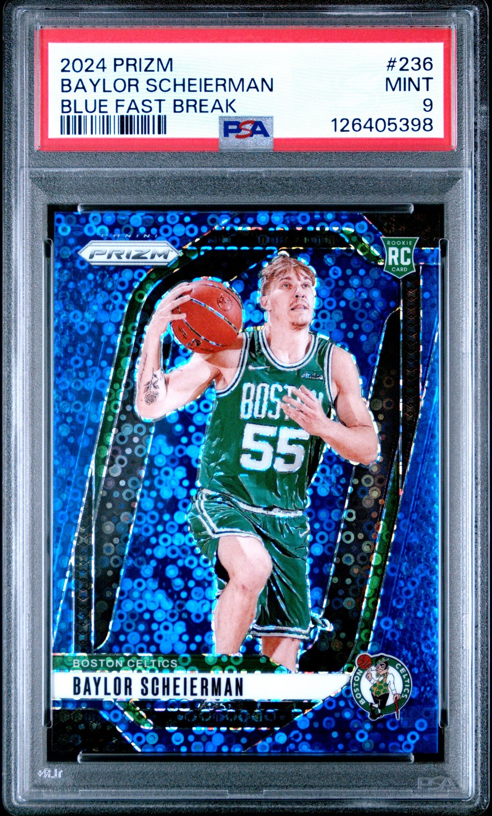 2024 PANINI PRIZM BLUE FAST BREAK #236 BAYLOR SCHEIERMAN 110/150 PSA 9