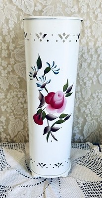 1950's DETECTO Hand Painted Toleware Aluminum Brush Holder - Unused