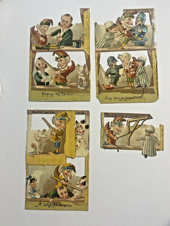 1890's Punch & Judy Toby Embossed Victorian Die Cuts Cards Likely Raphael Tuck