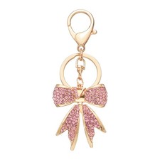 Sparkly Rhinestone Bow Keychain, Cute Butterfly Key Chains, Gold & Letter V