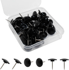 50 Pcs Black Push Pins, Plastic Thumb Tacks for Wall Hanging, Flat Head and Stee