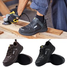 FitVille Men Extra Wide Safety Work Shoes Composite Toe Slip Resistant Sneakers