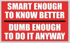 Smart Enough To Know Better Dumb Enough To Do It 3x5 Vinyl Sticker Bumper Decal