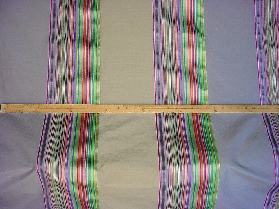 9-3/8Y Mulberry FD507 Samba Silver Rainbow Ribbon Silk Stripe Upholstery Fabric - Image 2 of 4