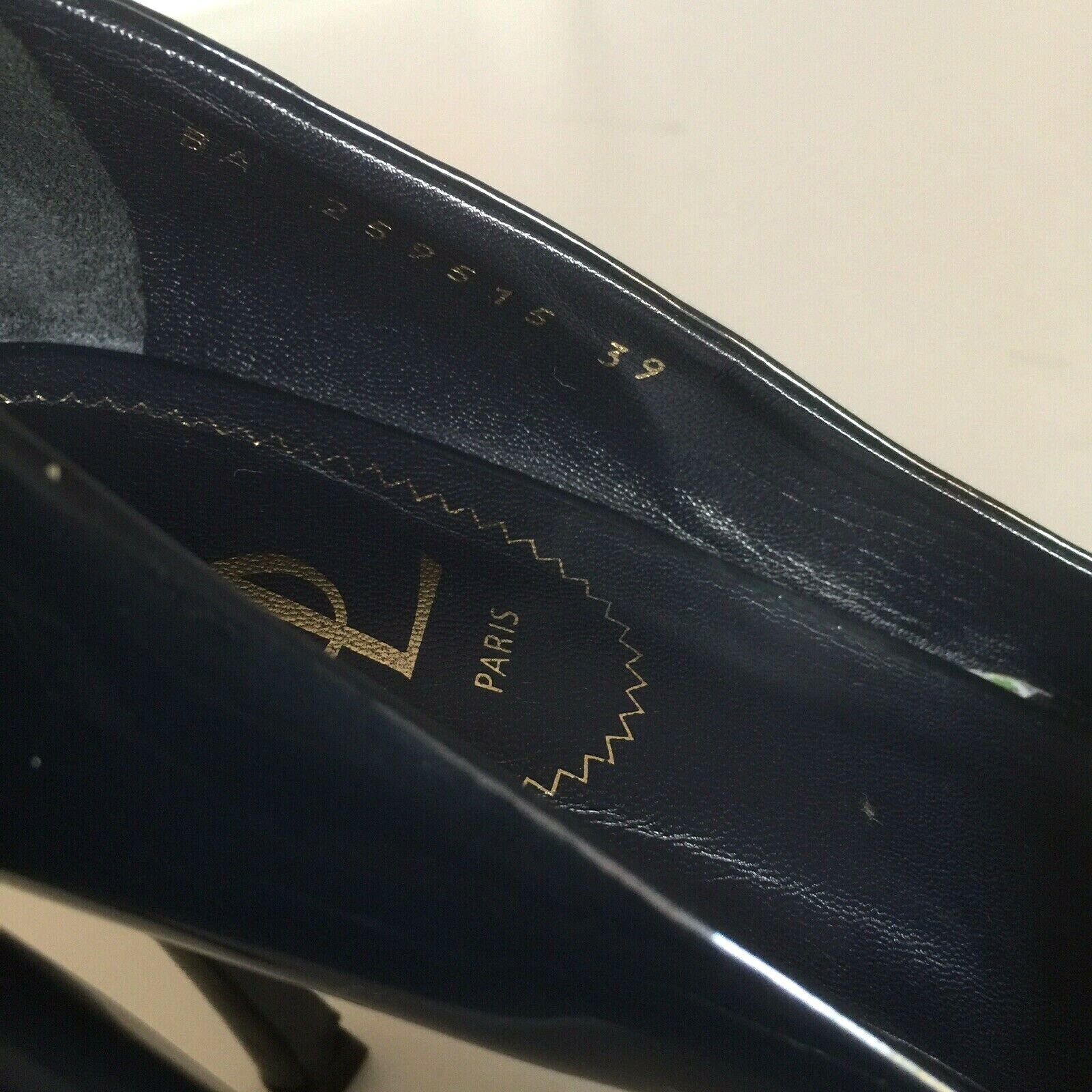 YSL Yves Saint Laurent Palais Pump Peep Toe Platform vernice pelle blu navy 39