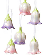 ❀ 6 x Blumenhänger Rosa Lila Weiß 5cm/5,5cm Blüte zum Hängen Glocke Keramik 135D