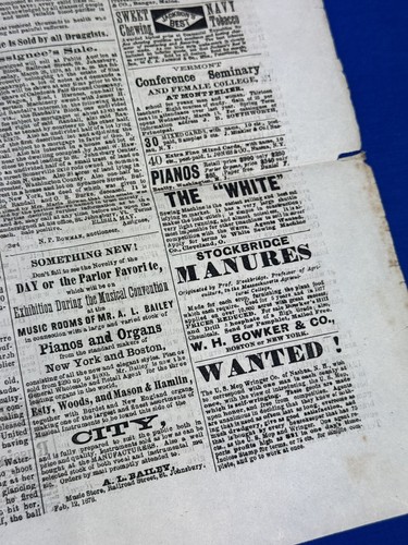 1878 Vermont UNION Newspaper - Lyndon, VT ~ ADS !!! Dry Goods, Grocers, Medicine - Picture 11 of 23