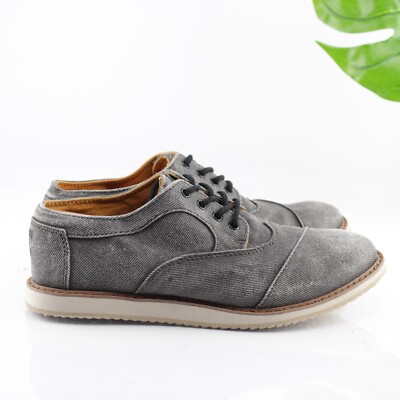 TOMS Womens Oxford Size Distressed Gray Denim Lace Up Casual