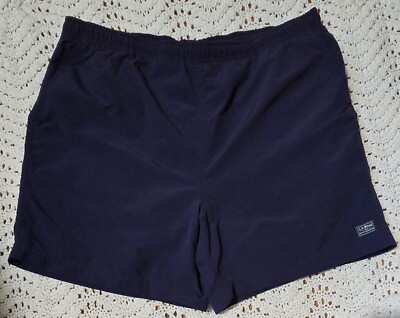 Vintage L.L. Bean Mens Swim Trunks Size Large Navy Blue Lined Board Shorts