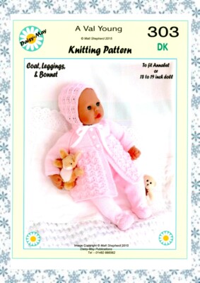 PUPPEN STRICKANLEITUNG Nr. 303 für ANNABELL 18''/19'' Puppe A DAISY MAY PATTERN