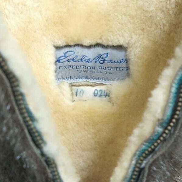 vintage 1960s EDDIE BAUER shearling sheepskin CAMP BOOTIE moccasin TALON ZIPPER - Image 2 of 4