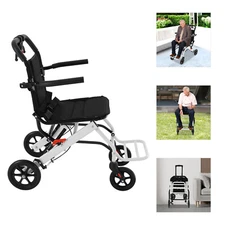 Lightweight Transport Wheelchair Folding Aluminium Travel Chair Mobility