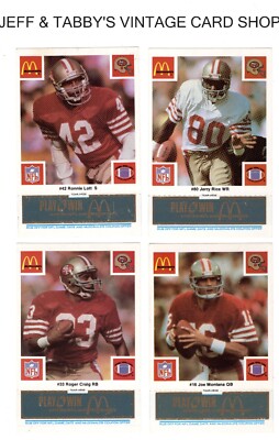 1986 McDonald's 49'ers FOOTBALL CARDS  BLUE Tab  SEE DROP DOWN MENU SCAN 4 COND.