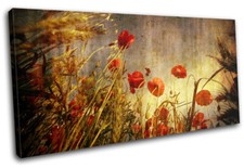 Poppies Flowers Red Poppy Abstract Floral SINGLE CANVAS WALL ART Picture Print