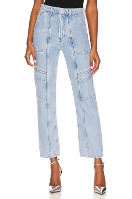 AGOLDE Cooper Cargo Jeans Women 30 (Fits 32x28) in Rank Blue Organic NWOT $228