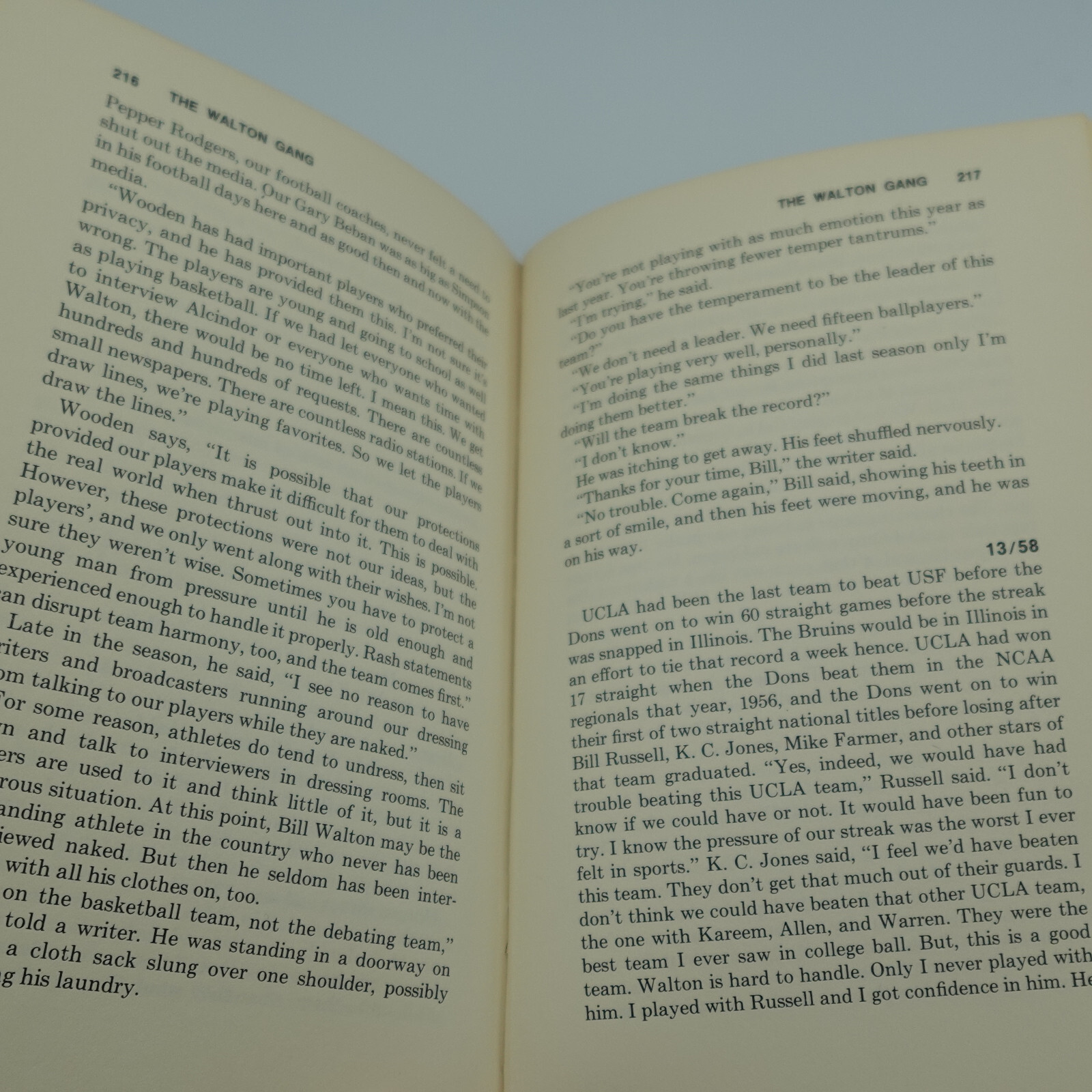 The Walton Gang  by Bill Libby  1974 Hardcover DJ Basketball UCLA College