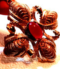 Vtg Castlecliff Maltese Cross Garnet Glass Cabachon Gold Tone Necklace -Gorgeous — photo 2